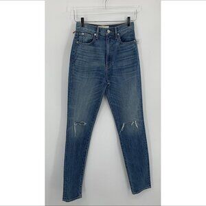 SLVRLAKE Beanik distressed high rise jeans denim knee slit ankle blue new 24